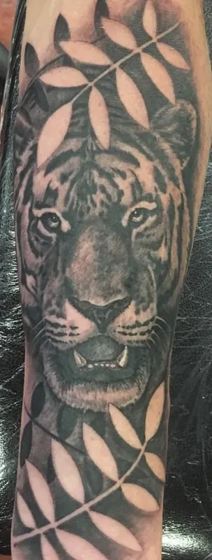 Black and gray tattoo by Aaron Sangenitto at Tattooz Ink in Redding, California